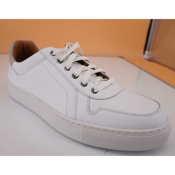 Magnanni Bobbie Ivory White Leather Low Top Sneaker SZ 8 New Lace Up Burnished - Picture 11 of 12
